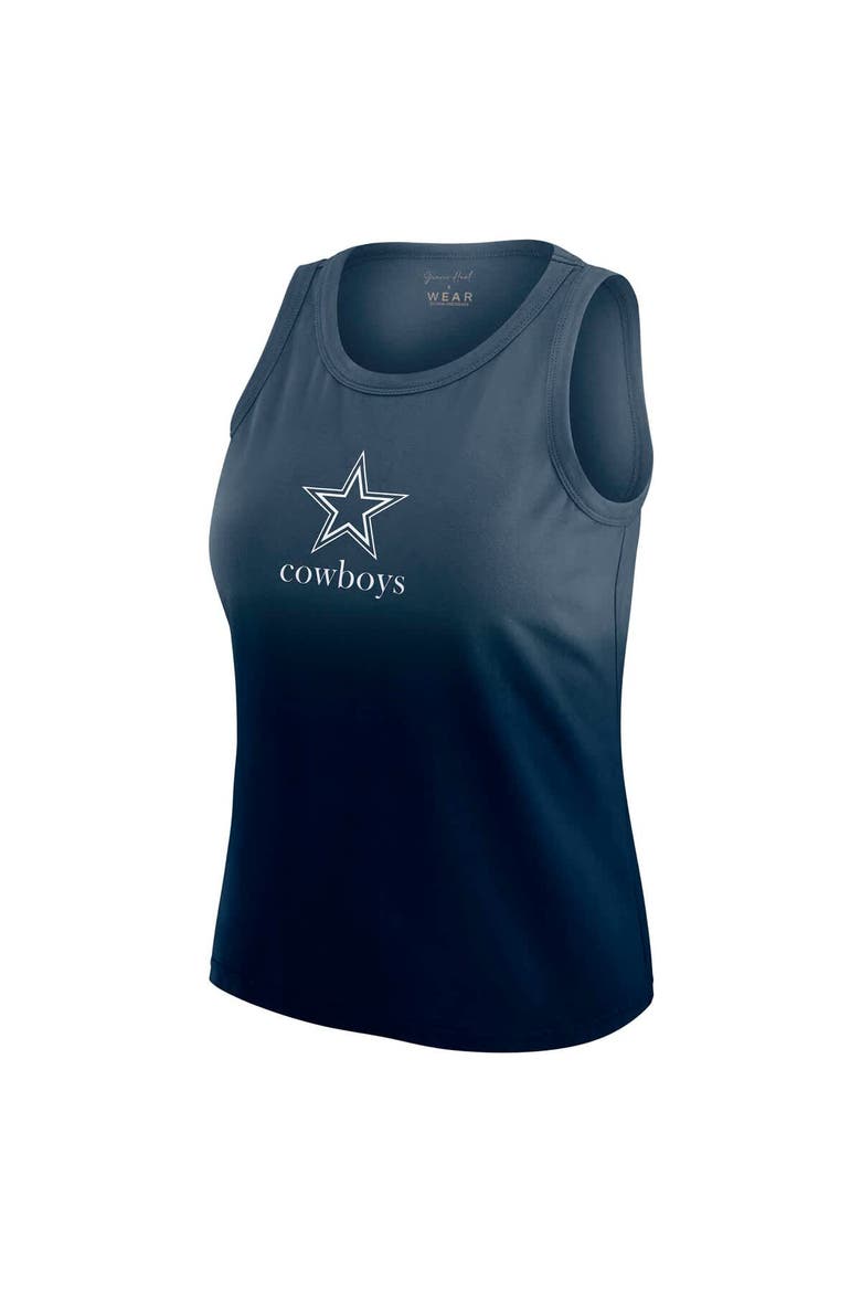 Women's WEAR by Erin Andrews x Gracie Hunt Navy Dallas Cowboys Ombre Tank Top, Alternate, color, Navy