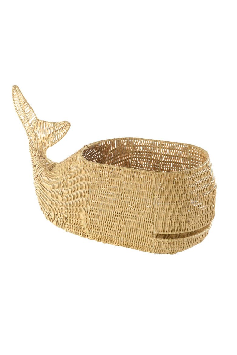 Whale Washable Wicker Floor Basket, Main, color, Brown