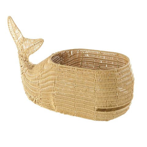 Whale Washable Wicker Floor Basket