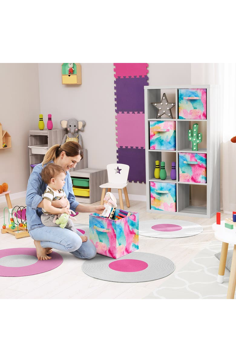 SORBUS 6-Pack Collapsible Storage Cubes, Alternate, color, Watercolor