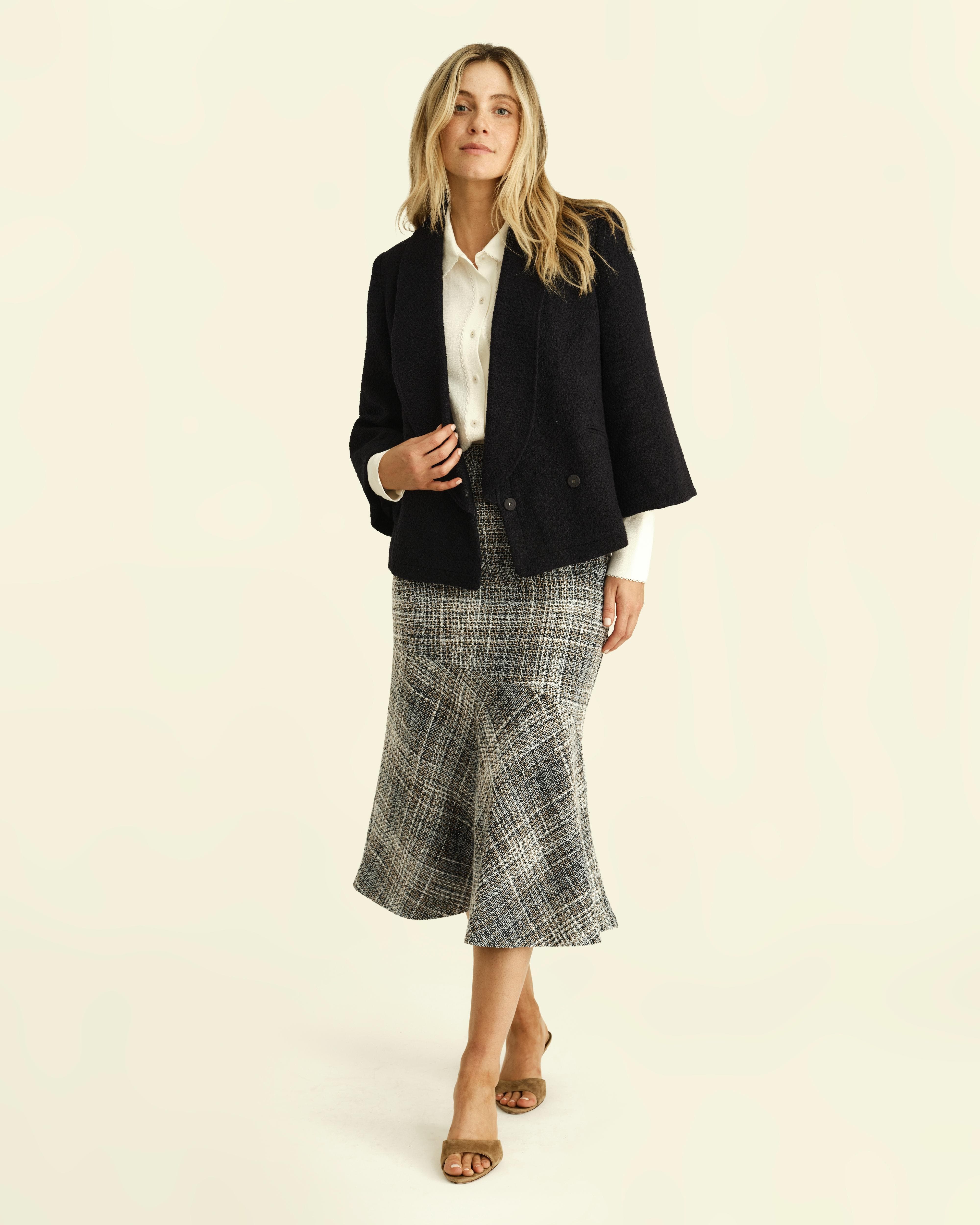 Hera Fluted Tweed Midi Skirt thumbnail 5