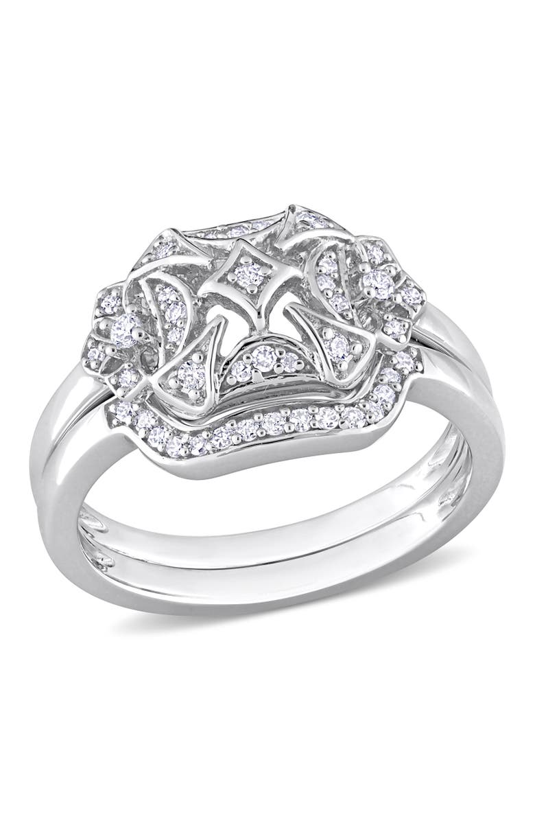 Julianna B. Diamond Vintage Bridal Ring Set, Main, color, Sterling Silver