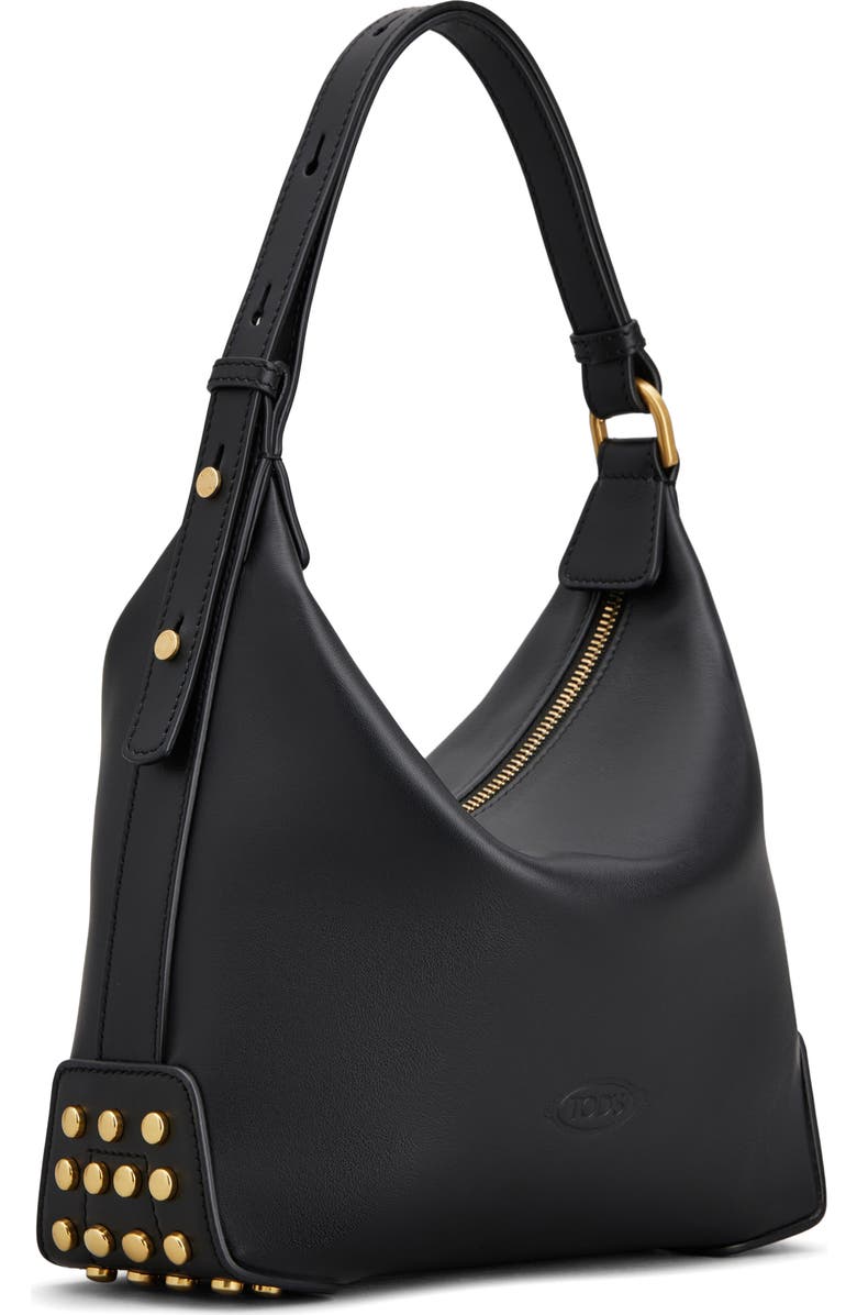 Tod's Mini Metal Dots Leather Shoulder Bag, Alternate, color, Nero