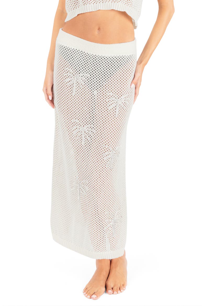 Embroidered Open Knit Midi Skirt, Main, color, EGRET