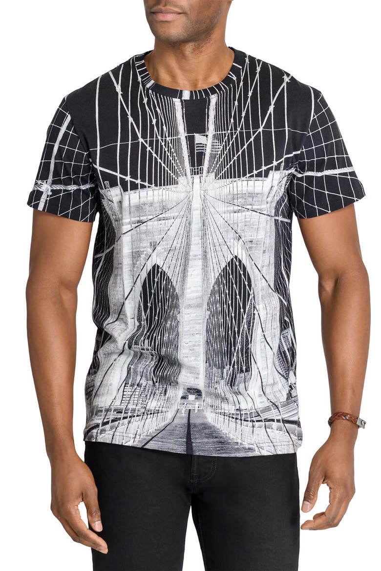 Slim Fit Brooklyn Bridge Crew T-Shirt, Main, color, BLACK