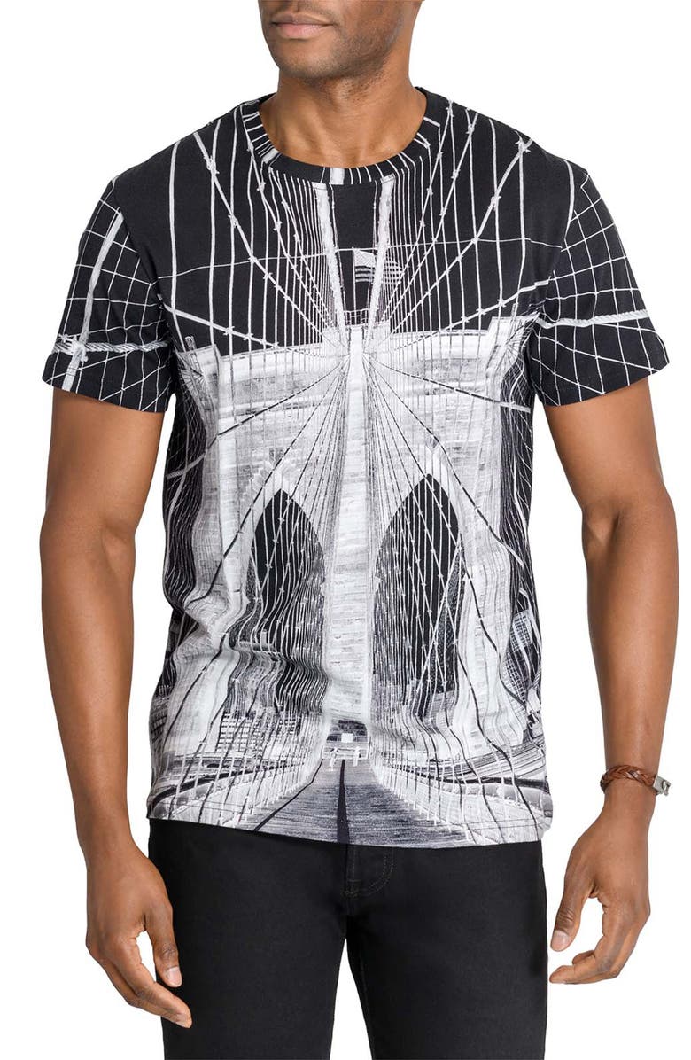 Brooklyn Brigade Slim Fit Brooklyn Bridge Crew T-Shirt, Main, color, Black