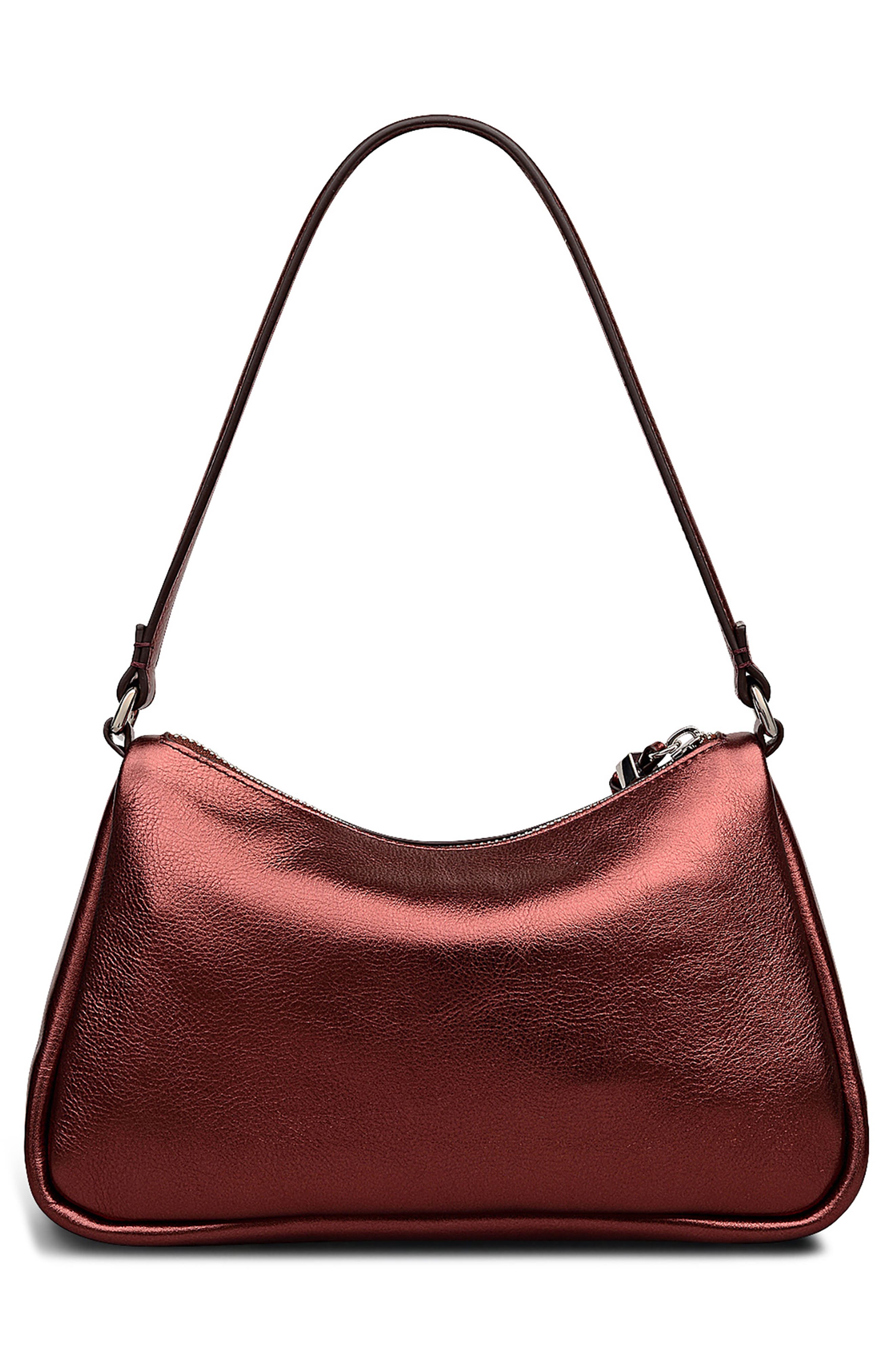 Radley Carlton Close Metallic Leather Shoulder Bag, Alternate, color, Bronze