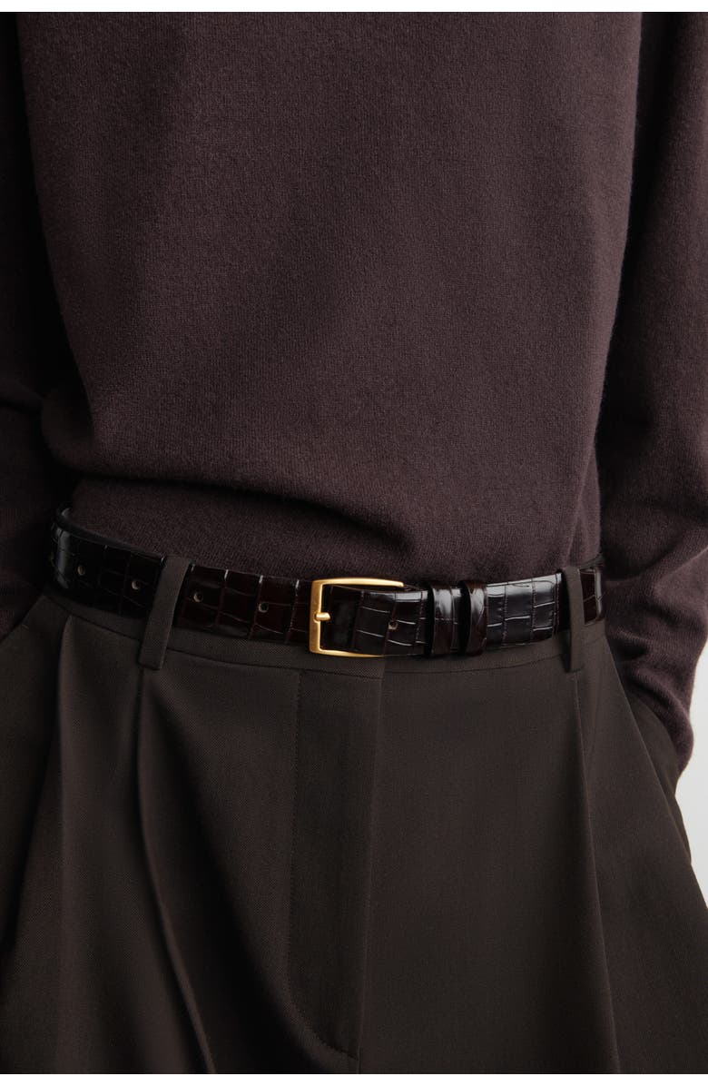 COS Merino Wool Crew-neck Jumper, Alternate, color, Dark Brown