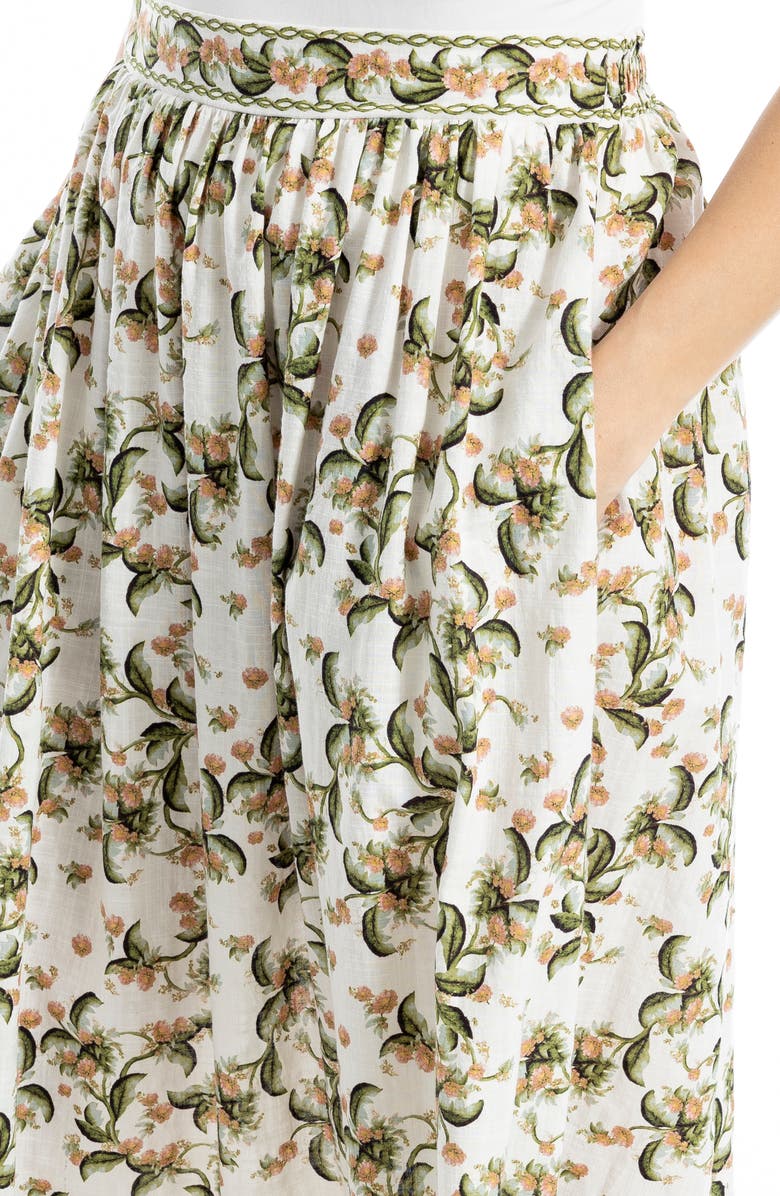 MAX STUDIO A-Line Maxi Skirt, Alternate, color, Beige/ Green Cherries Bunches