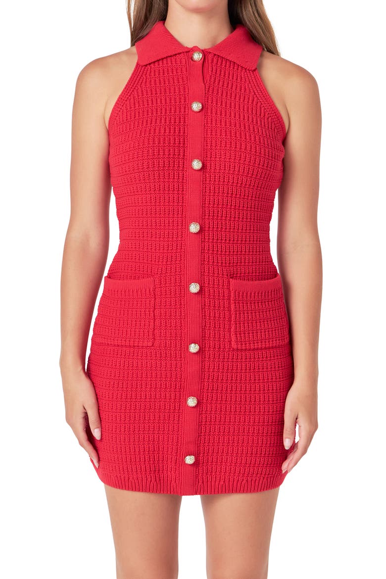 Sleeveless Sweater Dress, Alternate, color, RED