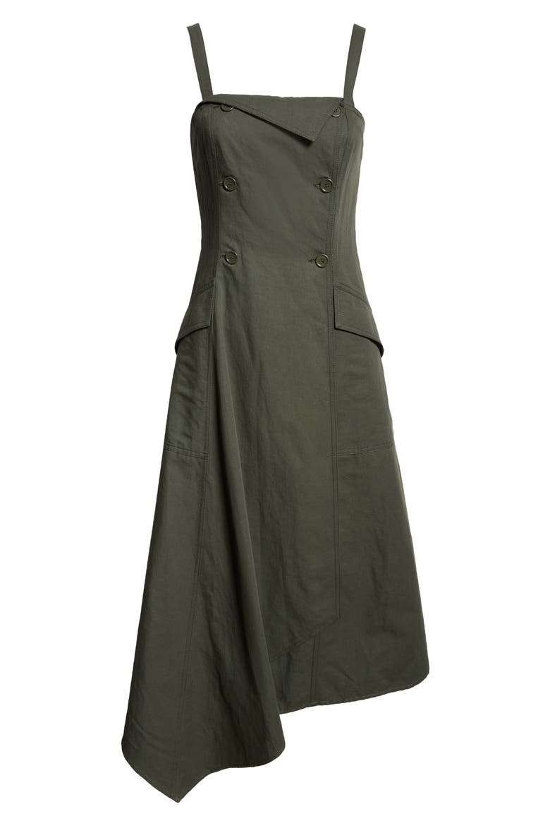 Scarlett Cotton & Linen Asymmetric Dress, Alternate, color, MOSSY