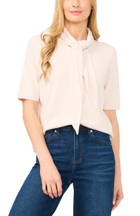 Tie Neck Short Sleeve Cardigan