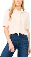CeCe Tie Neck Short Sleeve Cardigan