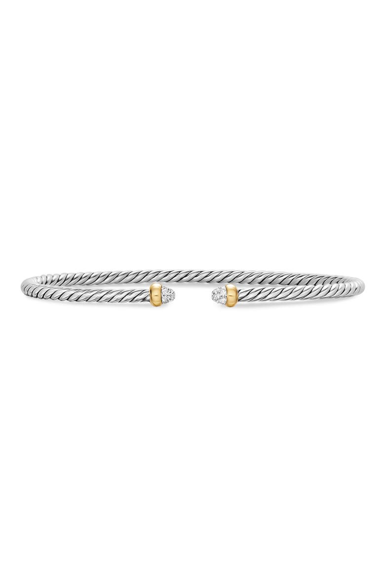 Micro Cable Flex Cuff Bracelet with Diamonds, Main, color, SILVER PAVE