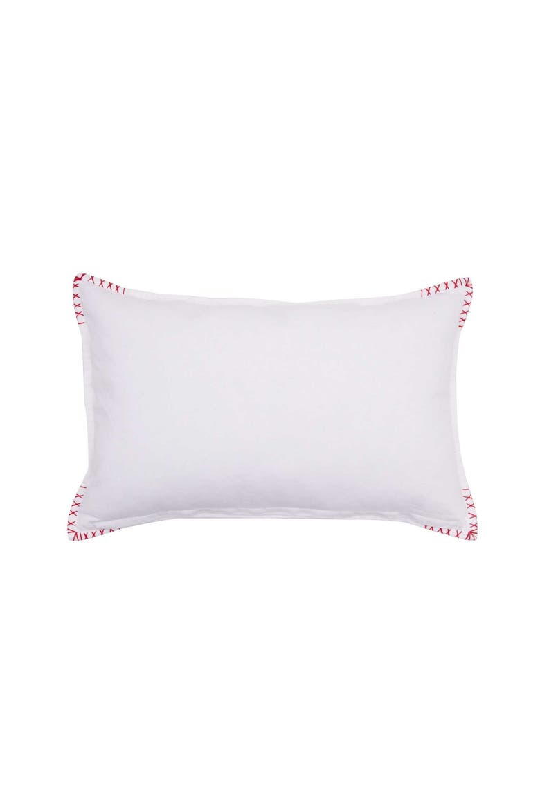 Alpine Winter Ski Cabin Lodge Hooked Christmas Throw Pillow 14" x 22", Alternate, color, Red