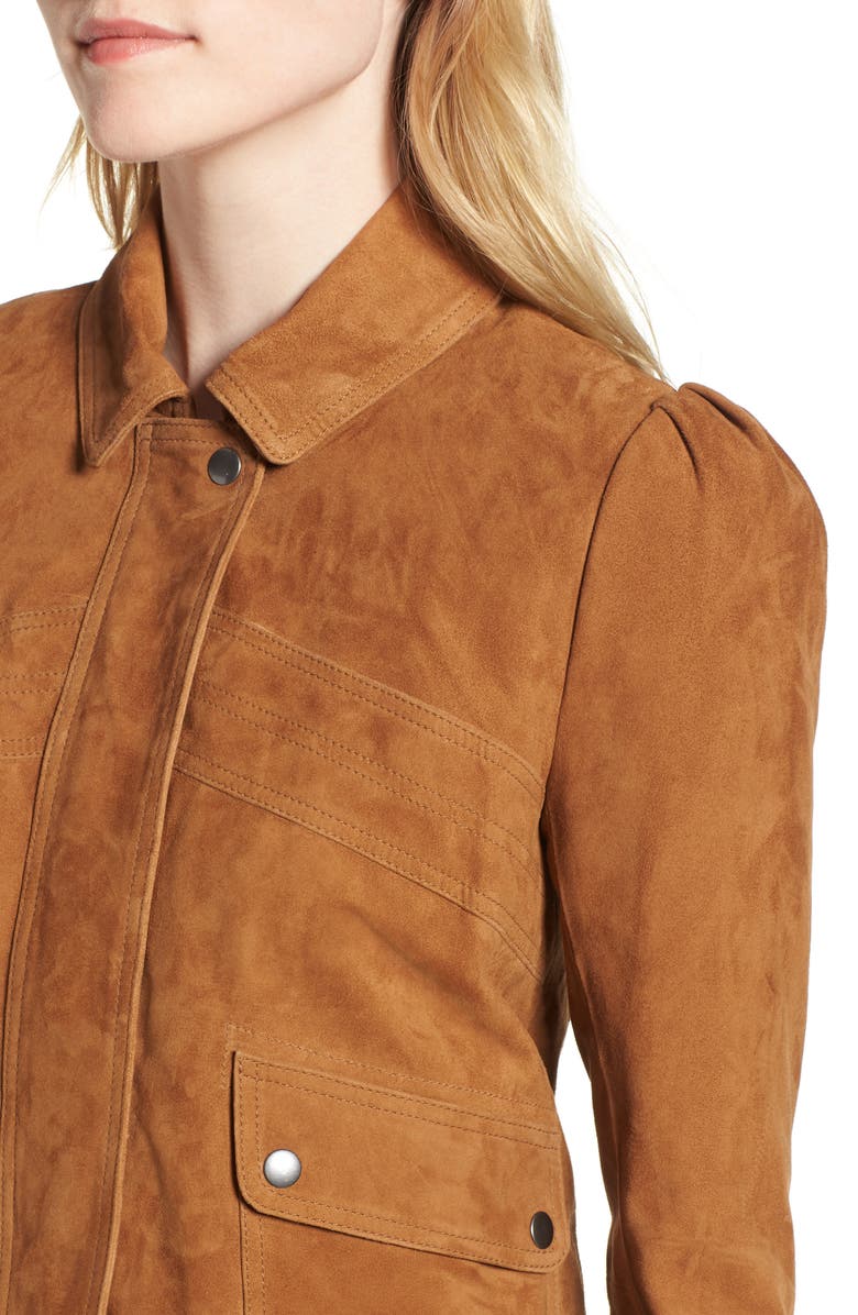 Chelsea28 Stitch Detail Suede Jacket, Alternate, color,
