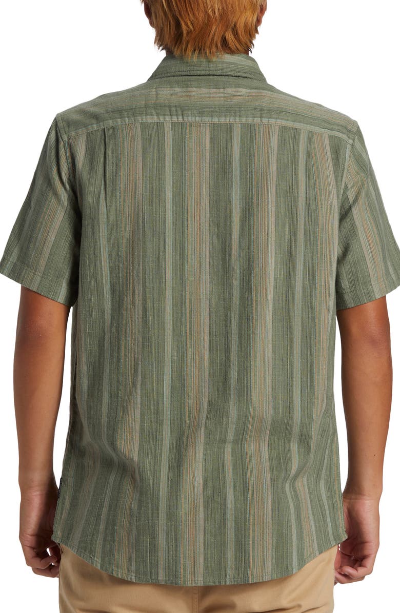 Quiksilver Pyke Stripe Short Sleeve Organic Cotton Button-Up Shirt, Alternate, color, 