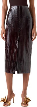 Akris Lacquered Eel Leather Pencil Skirt