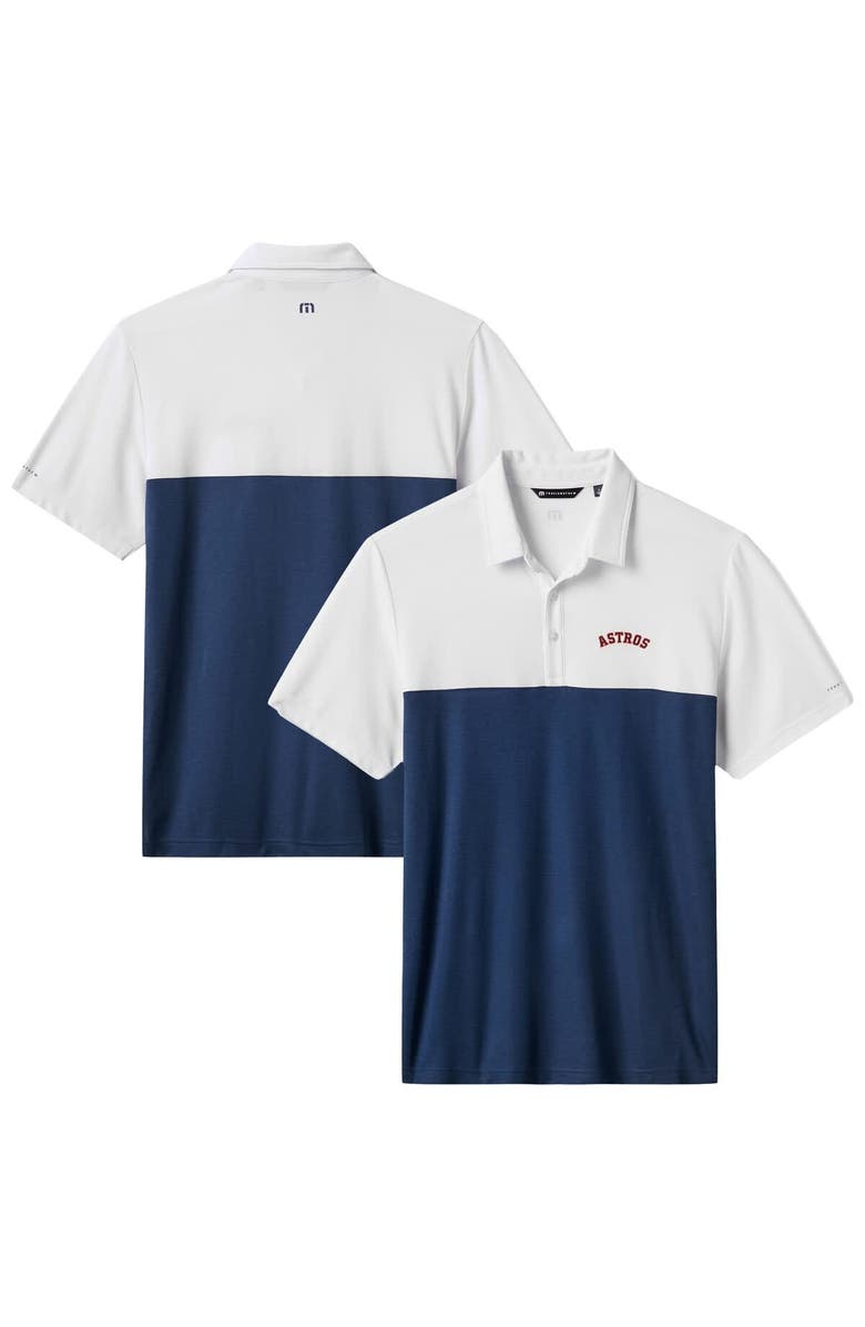 TravisMathew Men's TravisMathew White/Navy Houston Astros Home Run Leader Tri-Blend Polo, Alternate, color, White