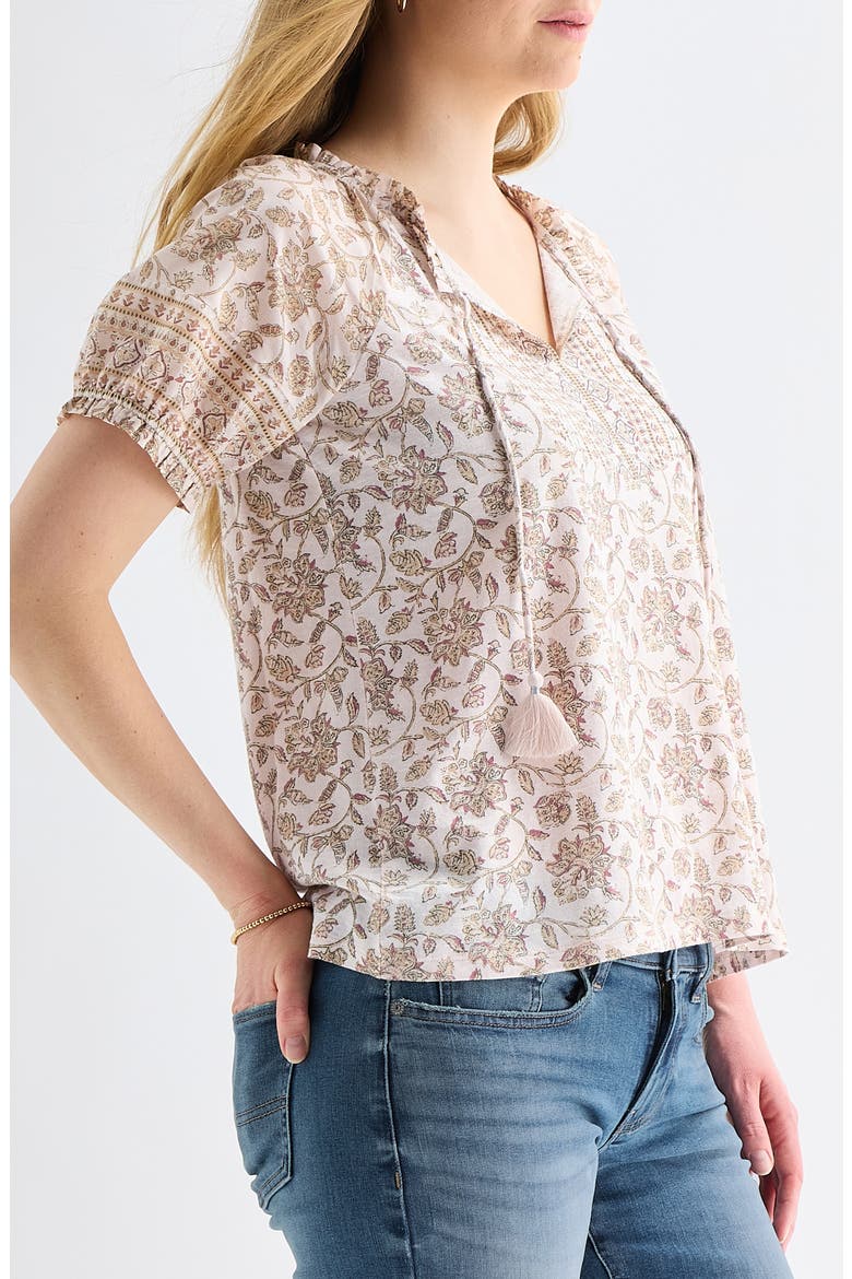 Split Neck Top, Alternate, color, PINK MULTI