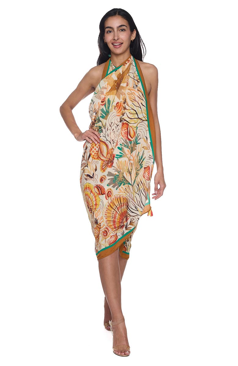 RANEES Pareo Convertible Midi Cover-Up Dress, Alternate, color, Rust