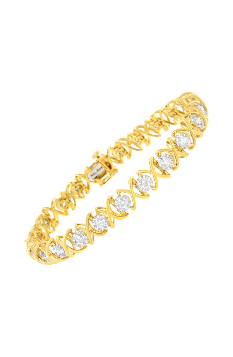 Haus of Brilliance 10K Yellow Gold Plated Silver 2 cttw Diamond "X O X O" Bracelet, Alternate, color, Yellow