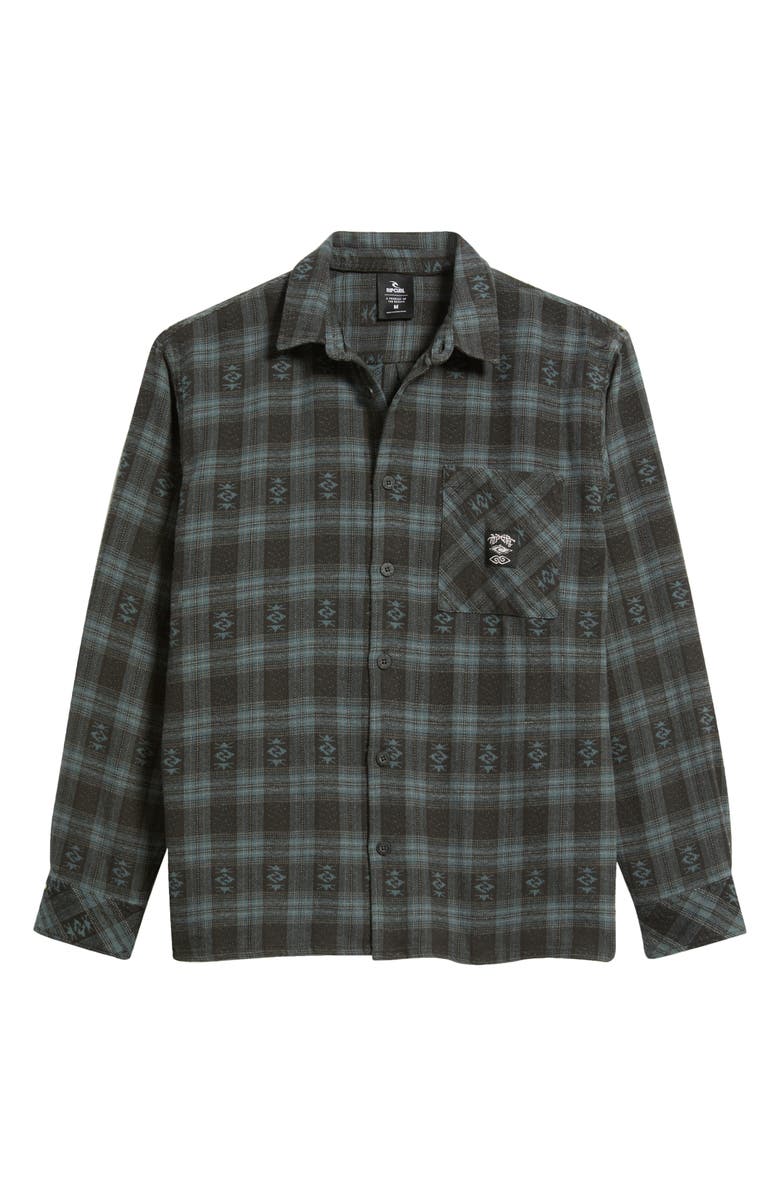 Rip Curl Liquid Trips Flannel Long Sleeve Button-Up Shirt, Main, color, Washed Black