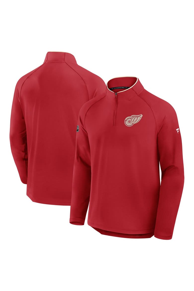 Men's Fanatics Red Detroit Red Wings Authentic Pro Rink Training Centennial Raglan Quarter-Zip Pullover, Alternate, color, Red