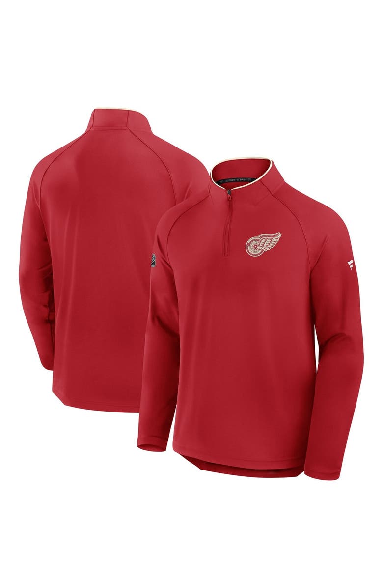 FANATICS Men's Fanatics Red Detroit Red Wings Authentic Pro Rink Training Centennial Raglan Quarter-Zip Pullover, Alternate, color, Red