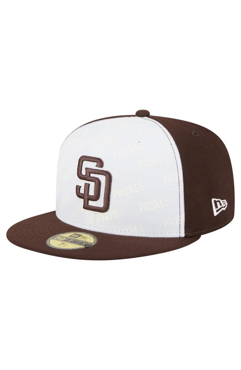 New Era Men's New Era White/Brown San Diego Padres Repeat 59FIFTY Fitted Hat, Main, color, White