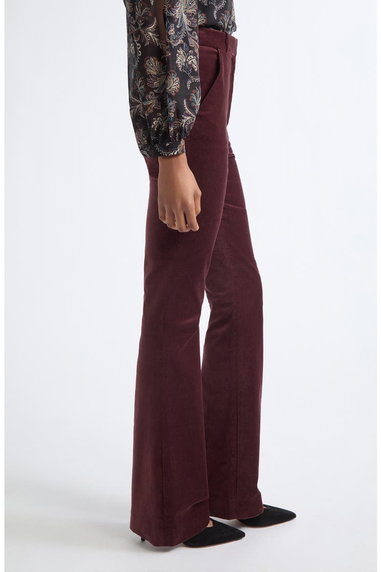 Gracie Flare Leg Velvet Pants, Alternate, color, BURGUNDY