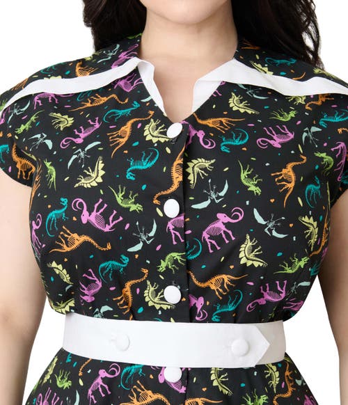 Unique Vintage Plus Size 1950s Hedda Swing Dress In Blue