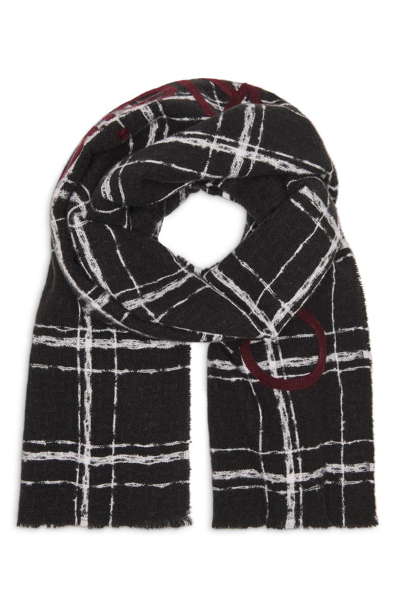 Calvin Klein Grid Weave Blanket Scarf, Alternate, color, Black