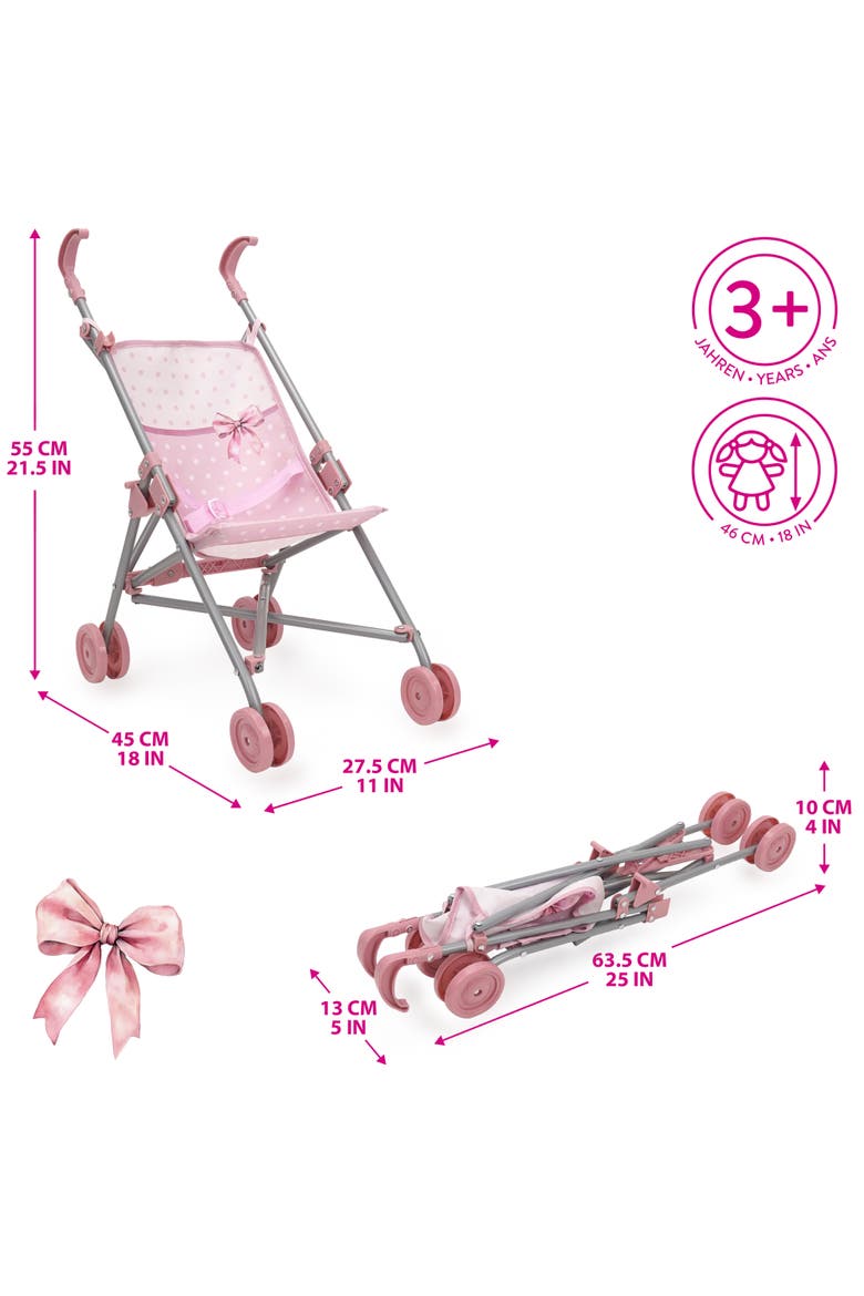 Bow Umbrella Doll Stroller Push Buggy, Alternate, color, Multicolored