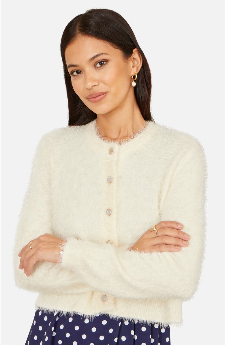 Yumi Eyelash Knit Long Sleeve Cardigan, Alternate, color, Ivory