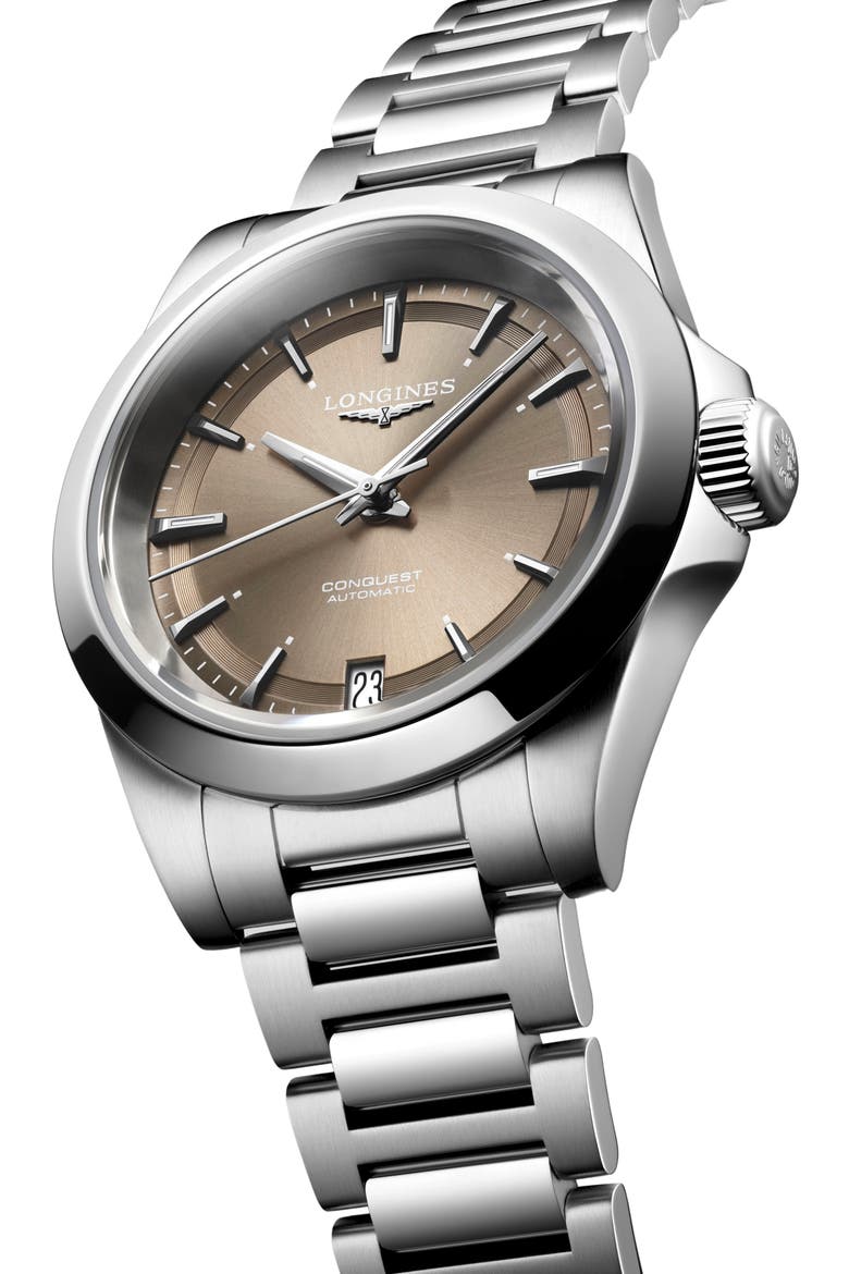 Conquest Automatic Bracelet Watch, 34mm, Alternate, color, CHAMPAGNE