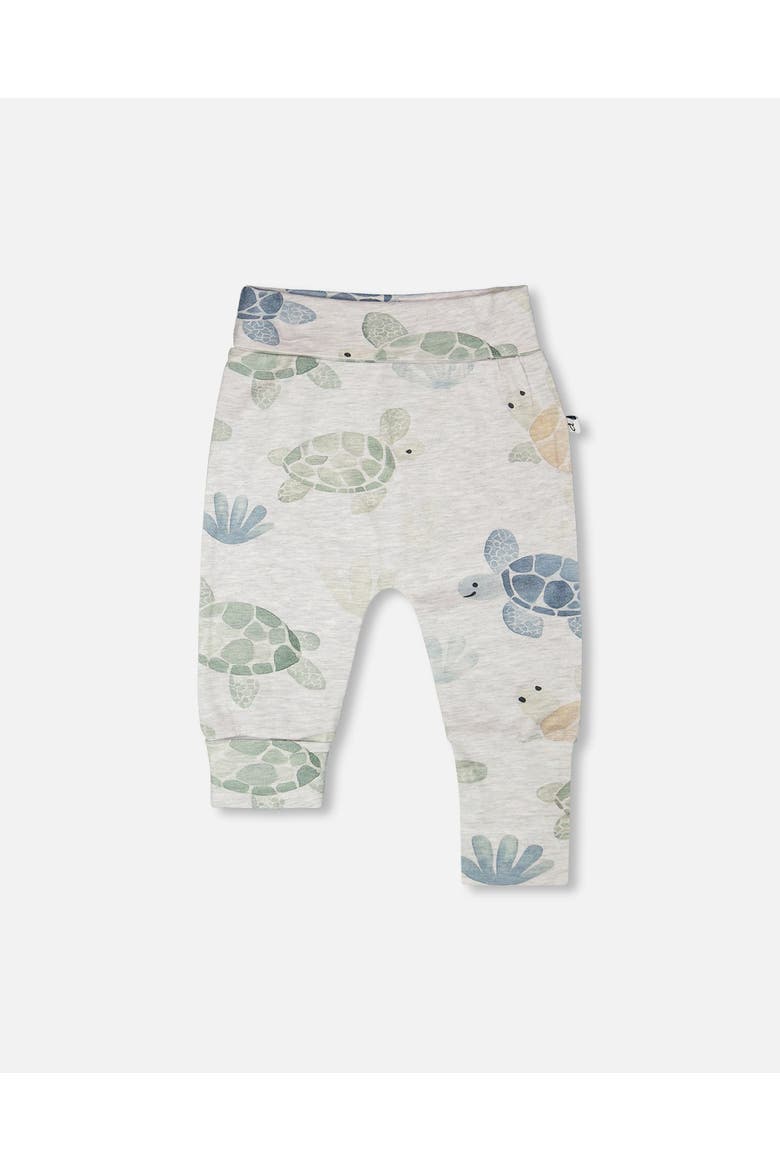 Organic Cotton Jersey Evolutive Turtle Print Pants, Main, color, Grey Mix Turtle Print