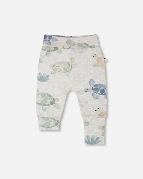 Organic Cotton Jersey Evolutive Turtle Print Pants (Baby)