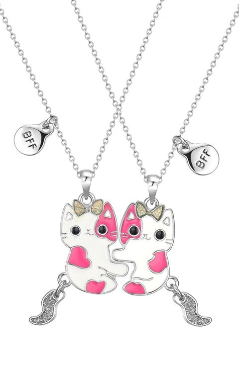 Kids' BFF Magnetic Cat Necklace Set