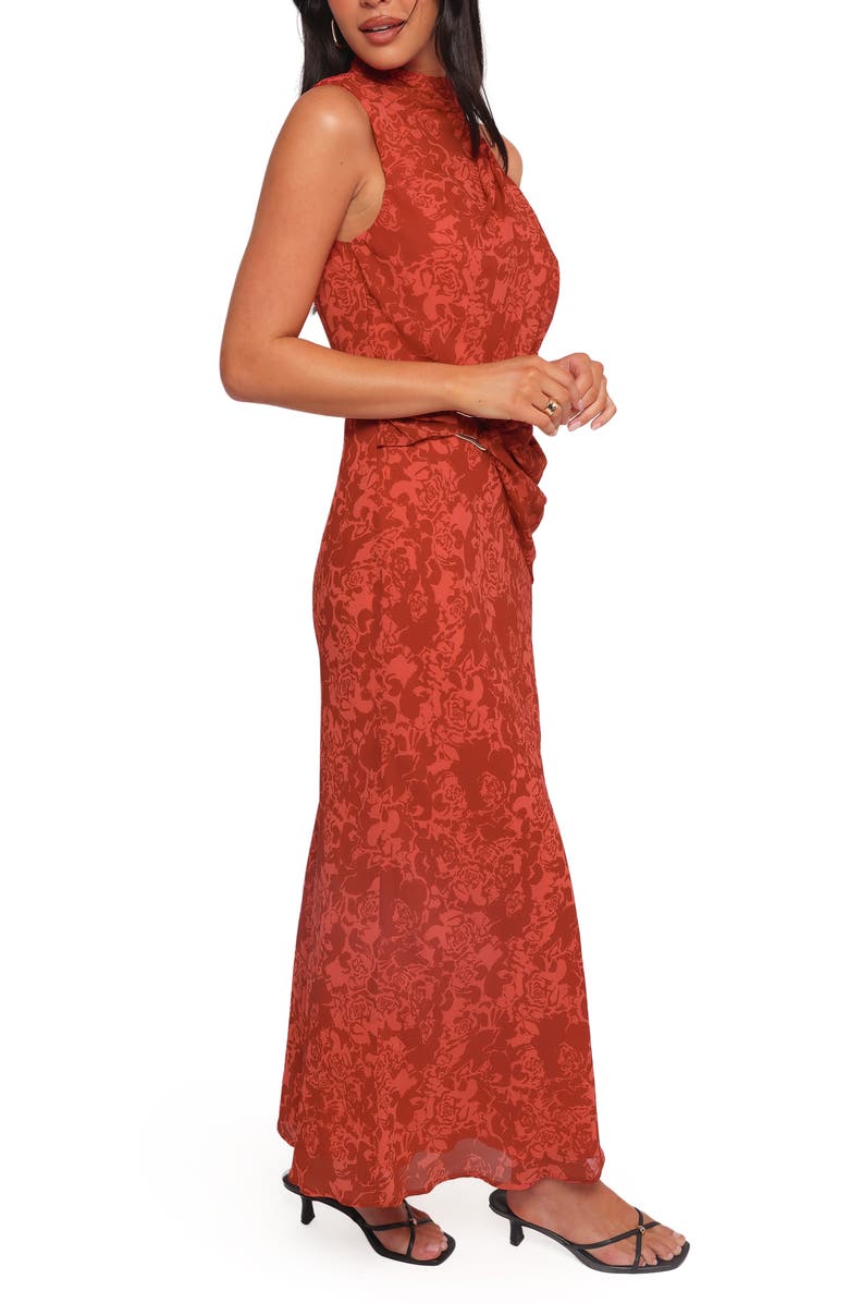 Petal & Pup Isabeau Asymmetric Neck Sleeveless Dress, Alternate, color, Red Roses