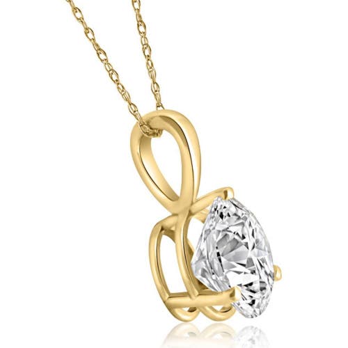 Bliss Diamond Certified 3ct Pear Shape Solitaire Lab Grown Diamond Pendant Gold Necklace In 14k Yellow Gold