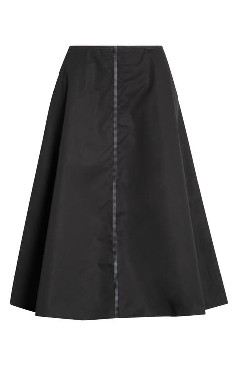 Contrast Stitch Cotton A-Line Skirt