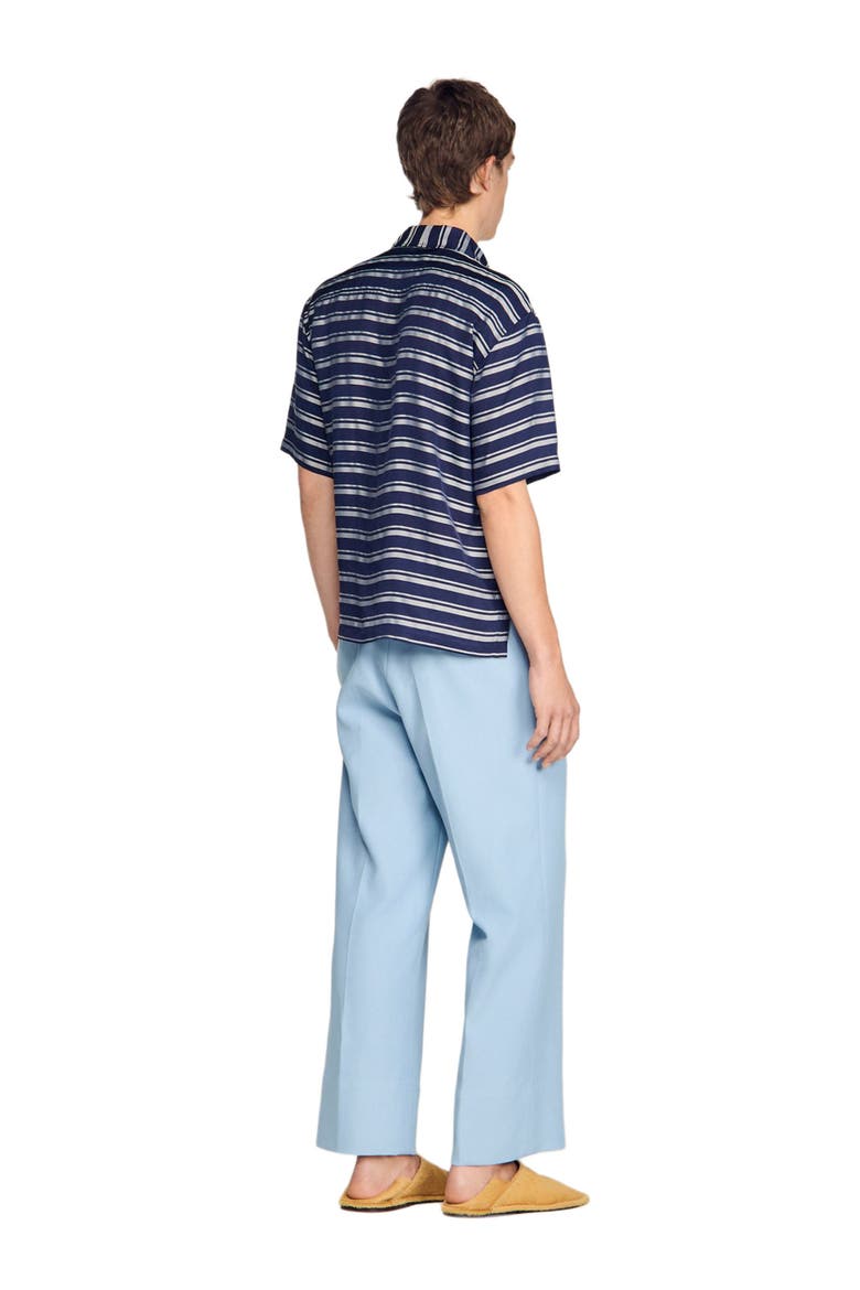 Striped boat neck shirt, Alternate, color, Navy blue