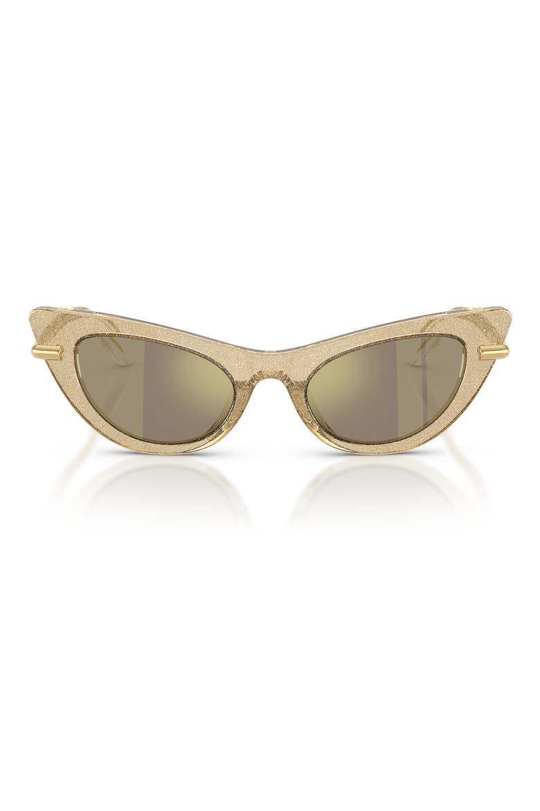 Kids' 44mm Small Mirrored Cat Eye Sunglasses, Main, color, GOLD / BROWN MIRROR GOLD