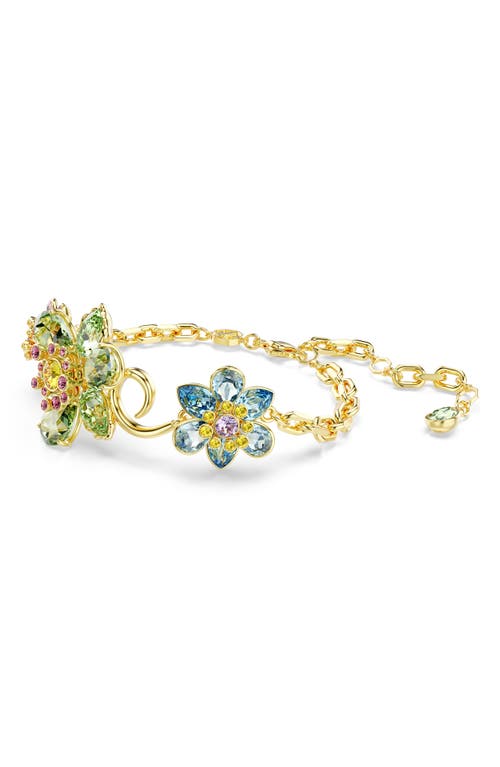 Swarovski Idyllia Mixed Cuts Flower Multicolored Gold-tone Plated Bracelet