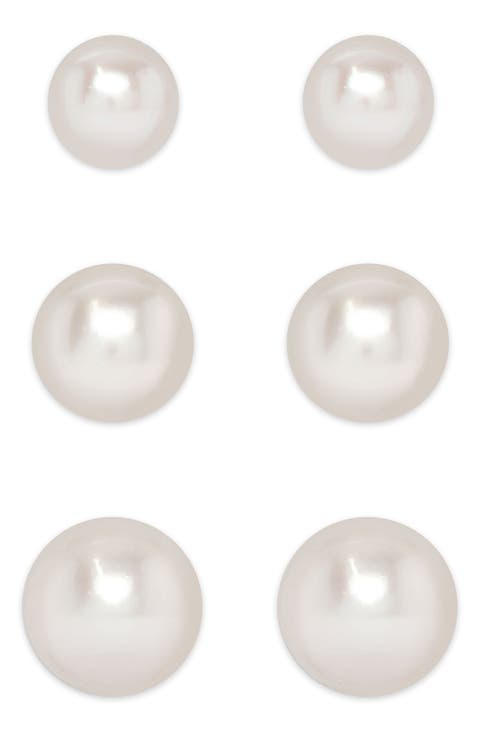 3-Pair Pearl Stud Earrings (Girls)