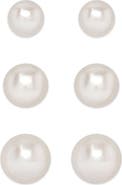 Lily Nily 3-Pair Pearl Stud Earrings