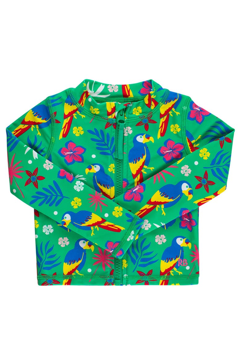 Unisex Long Sleeve Full Zip Rash Guard, Main, color, Parrot Palms