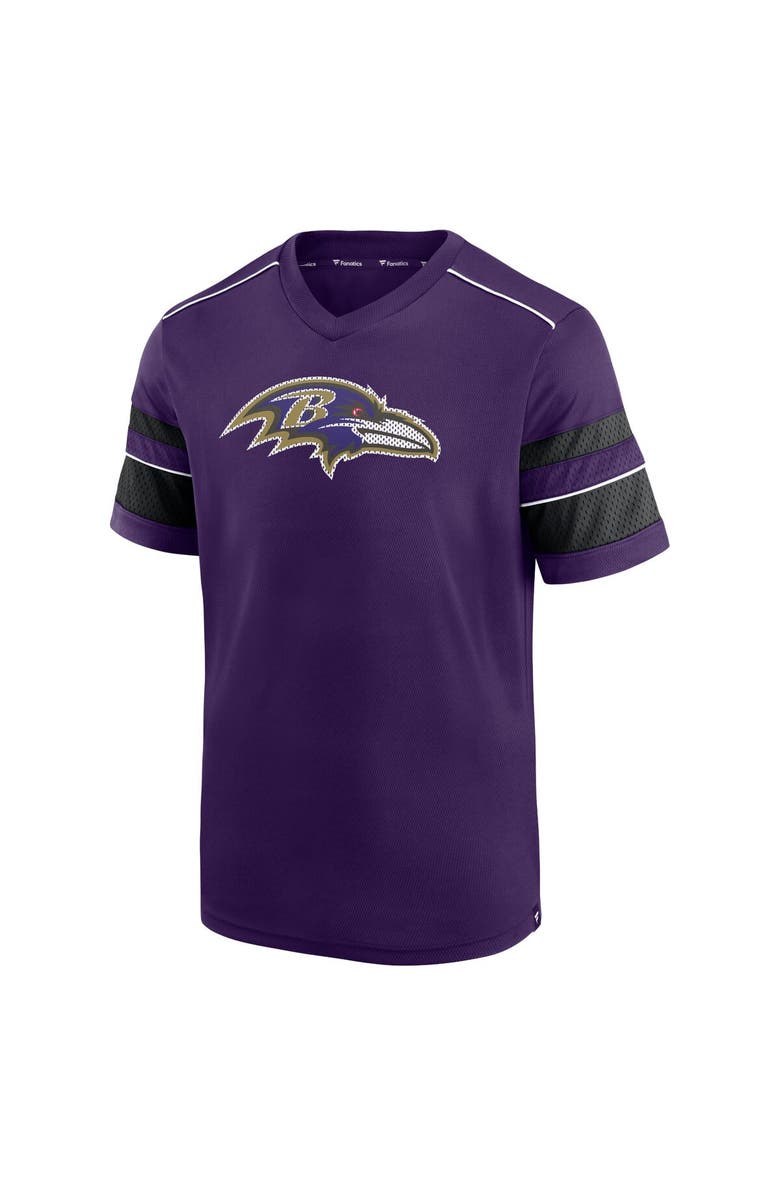 FANATICS Men's Fanatics Branded Purple Baltimore Ravens Textured Hashmark V-Neck T-Shirt, Alternate, color, Purple