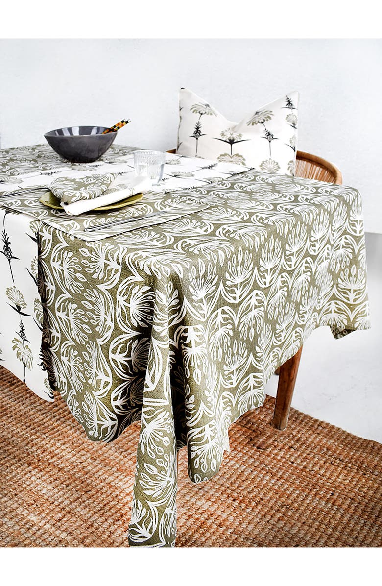 FRENCH HOME Botanical Tablecloth, Alternate, color, Sage
